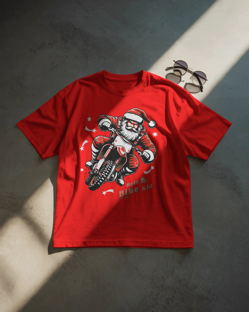 Hold My Bike Kid - Christmas Edition - Unisex Oversized Tshirt